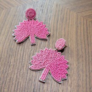 The Tiny Tassel Pink Beaded Frond Earring